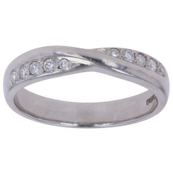 Platinum 0.15ct Brilliant Cut Diamond Crossover Ring