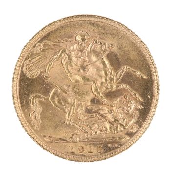 1915 George V Large Head UK Full Sovereign Coin