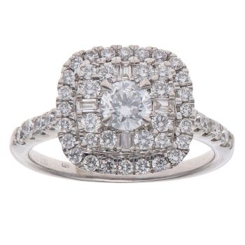 9ct White Gold 1.00ct Brilliant and Baguette Cut Lab Grown Diamond Cluster Ring