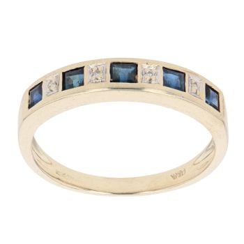 9ct Yellow Gold 0.01ct Diamond And Sapphire Fancy Ring