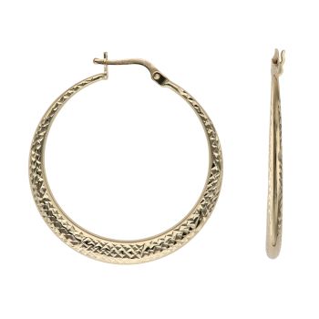 14ct Yellow Gold Diamond Cut Hoop Earrings