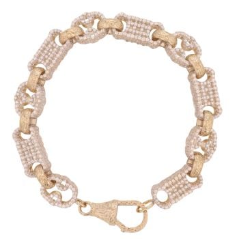 9ct Yellow Gold Cubic Zirconia Stars and Bars Bracelet 7.5"