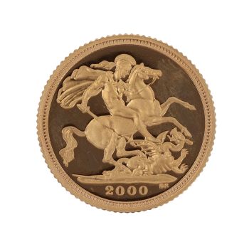 2000 Elizabeth II Fourth Portrait UK Half Sovereign Coin Boxed with Proof