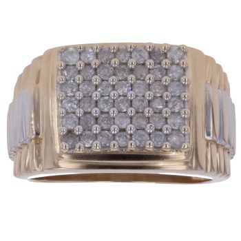 9ct Yellow and White Gold 1.00ct Brilliant Cut Diamond Signet Ring