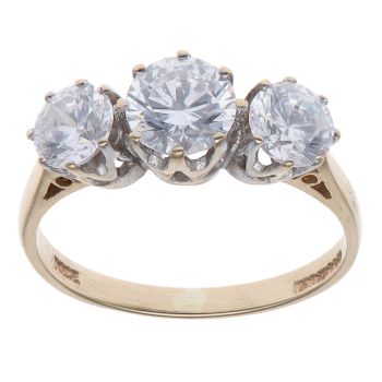 14ct Yellow Gold Cubic Zirconia Three Stone Ring