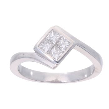 18ct White Gold 0.50ct Princess Cut Diamond Cluster Ring