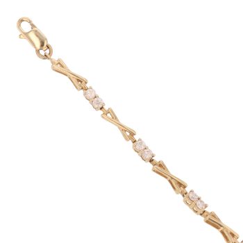 9ct Yellow Gold Cubic Zirconia Fancy Bracelet 7.5"