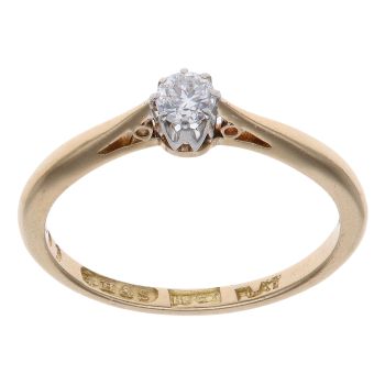 18ct Yellow Gold 0.15ct Brilliant Cut Diamond Solitaire Ring
