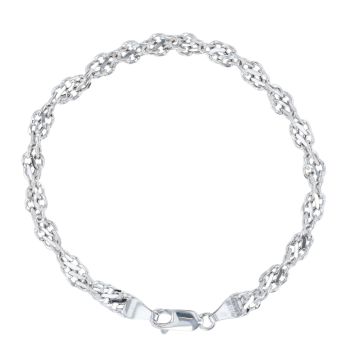 9ct White Gold Twist Bracelet 7.5"