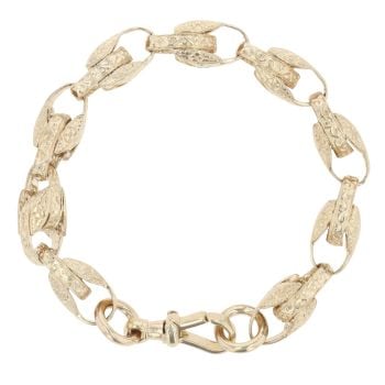 9ct Yellow Gold Patterned Tulip Bracelet 9"