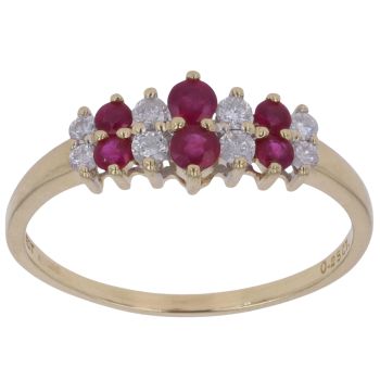 18ct Yellow Gold 0.25ct Brilliant Cut Diamond and Ruby Ring