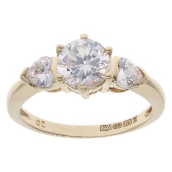 9ct Yellow Gold Cubic Zirconia Three Stone Ring