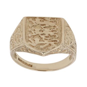 9ct Yellow Gold Three Lions England Ring