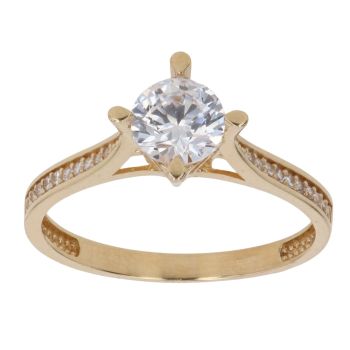 18ct Yellow Gold Cubic Zirconia Solitaire Ring
