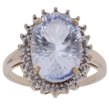 9ct Yellow Gold 0.06ct Diamond and Blue Gemstone Cluster Ring