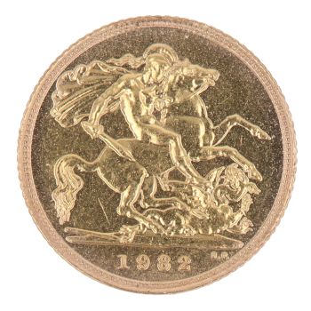 1982 Elizabeth II Decimal Portrait UK Half Sovereign Coin
