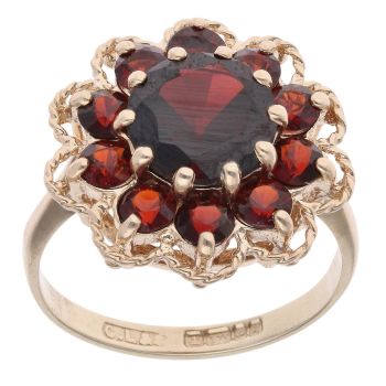 9ct Yellow Gold Garnet Cluster Ring