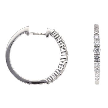 9ct White Gold 0.75ct Brilliant Cut Lab Grown Diamond Hoop Earrings