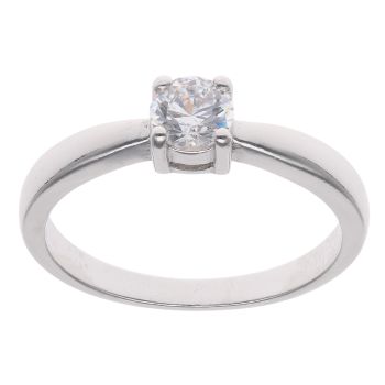 Silver Cubic Zirconia Single Stone Ring By Icesia