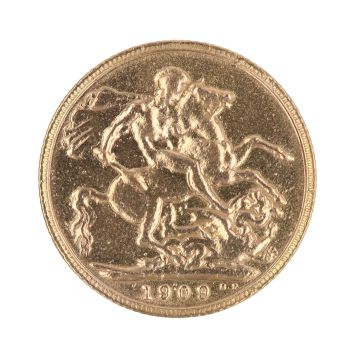 1909 Edward VII Large Head UK Full Sovereign Coin