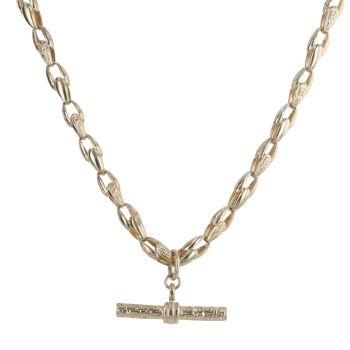 9ct Yellow Gold Tulip T-Bar Patterned Fancy Chain 20"