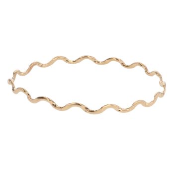 9ct Yellow Gold Plain Wave Bangle