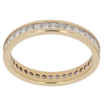 18ct Yellow Gold 1.10ct Princess Cut Diamond Full Eternity Ring