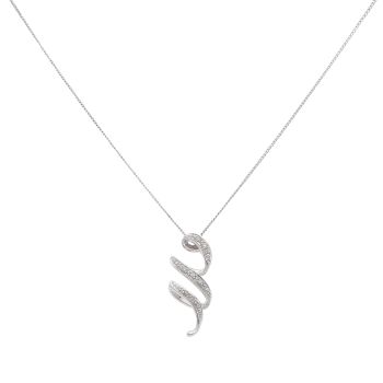 9ct White Gold 0.10ct Diamond Fancy Pendant And Chain 18"