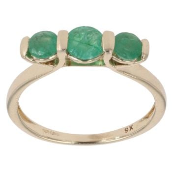 9ct Yellow Gold Emerald Three Stone Ring