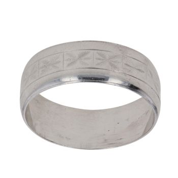 18ct White Gold Patterned 7mm Wedding Band