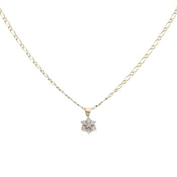 9ct Yellow Gold 0.07ct Diamond Daisy Cluster Pendant and Chain 18"