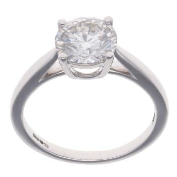 Lab Grown 18ct White Gold 2.00ct Brilliant Cut Diamond Solitaire Ring