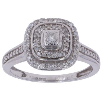 9ct White Gold 0.20ct Diamond Cluster Ring