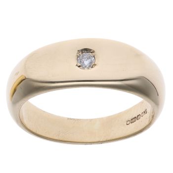 9ct Yellow Gold 0.05ct Diamond Solitaire Signet Ring