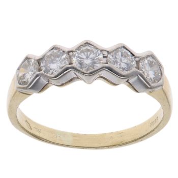 18ct Yellow and White Gold 1.25ct Brilliant Cut Diamond Five Stone Ring