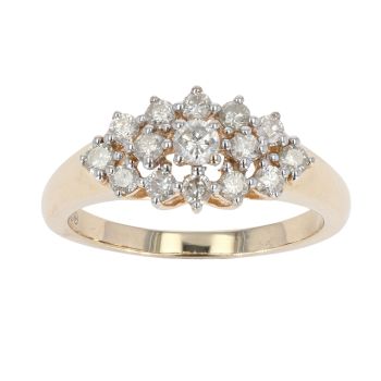 9ct Yellow Gold Diamond Cluster Ring by Anya Belle