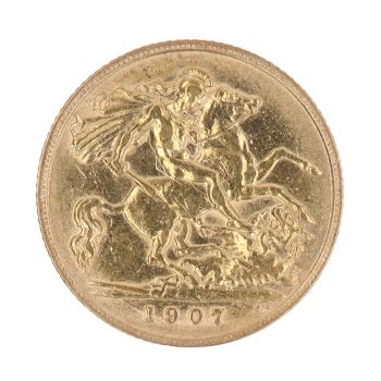 1907 Edward VII Large Head UK Half Sovereign Coin