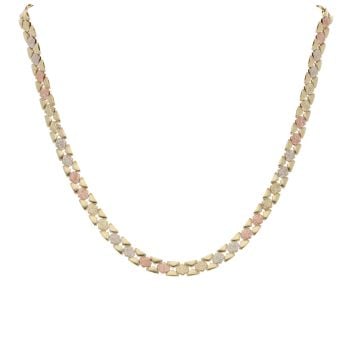 9ct Yellow White and Rose Gold Fancy Chain 16"
