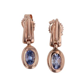 9ct Rose Gold Tanzanite Drop Earrings
