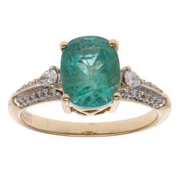 18ct Yellow Gold 0.20ct Diamond and Emerald Ring