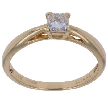 18ct Yellow Gold 0.50ct Princess Cut Diamond Solitaire Ring