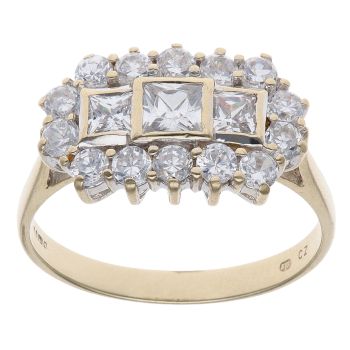 9ct Yellow Gold Cubic Zirconia Cluster Ring