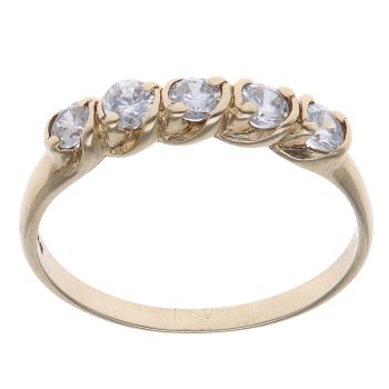 9ct Yellow Gold Cubic Zirconia Five Stone Ring