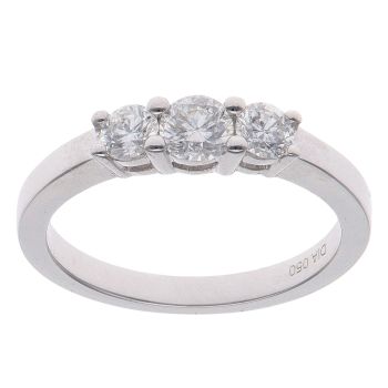 18ct White Gold 0.50ct Brilliant Cut Diamond Graduated Trilogy Ring