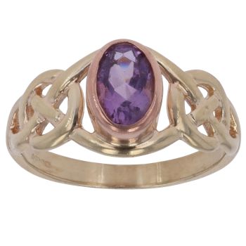 9ct Yellow Gold Amethyst Celtic Clogau Ring