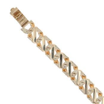 9ct Yellow Gold Square Patterned Curb Bracelet 9"