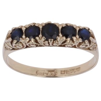 9ct Yellow Gold Sapphire Five Stone Ring