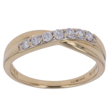 18ct Yellow Gold 0.28ct Flower Cut Diamond Crossover Ring