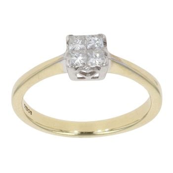 18ct Yellow Gold 0.25ct Diamond Cluster Ring