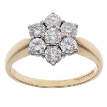 18ct Yellow Gold 1.00ct Brilliant Cut Diamond Cluster Ring